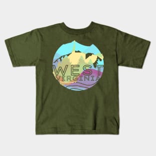 West Virginia 304 Pastel Mountains Kids T-Shirt